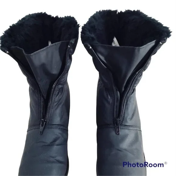 Comb Last Woman's Sz 11M Snow boots black almond toe fur lined rubber soles - Picture 5 of 12